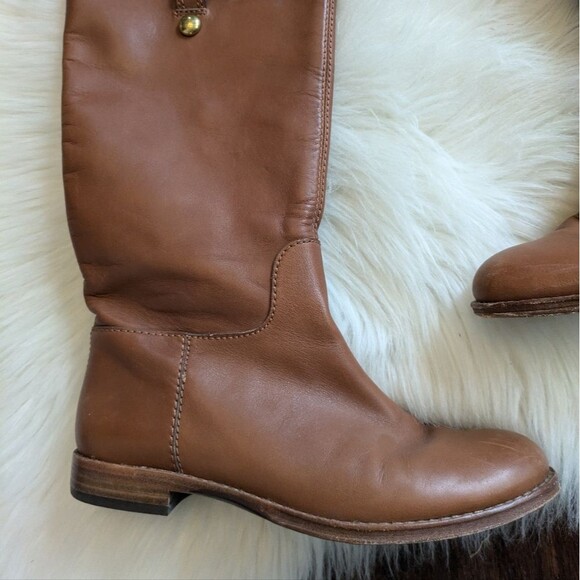 Coach Martta Tall Riding Boots Womens Leather Gold Hardware Tan Brown Size 5 - Picture 3 of 9